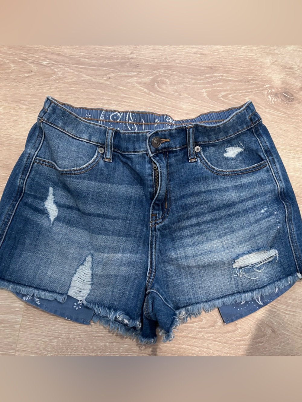 Aerie comfy elastic jean Distressed Dark Blue Denim Women's Shorts small